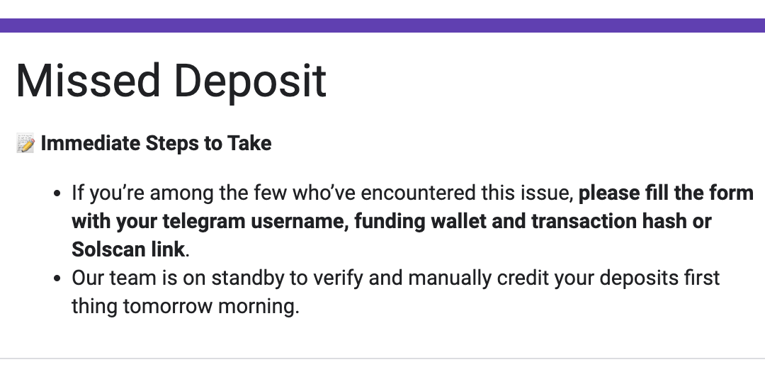 Deposits not Being Credited